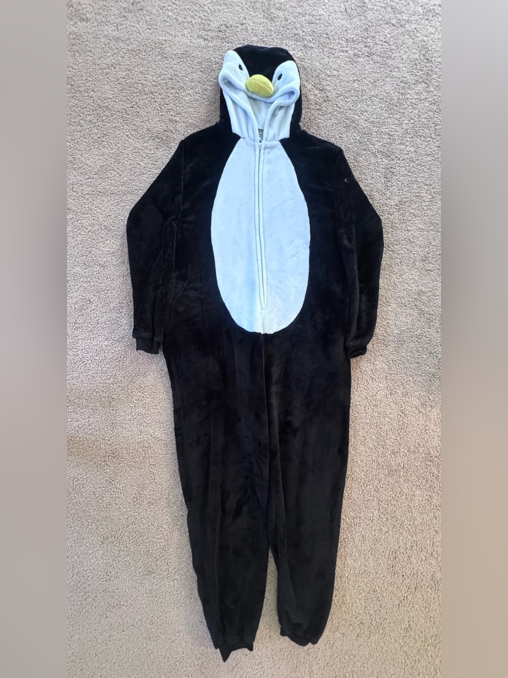 Men's Black and White Penguin Footie Onesie - Cozy Hooded Loungewear